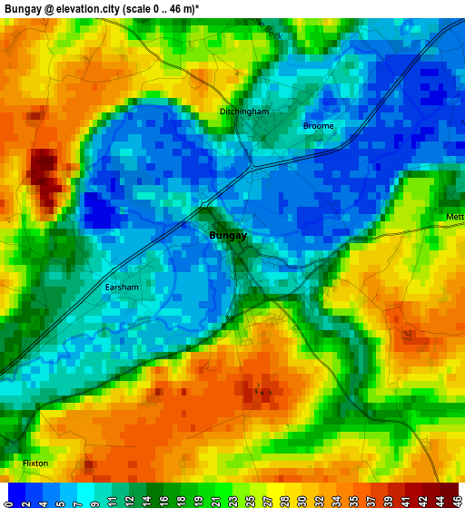 Bungay elevation map