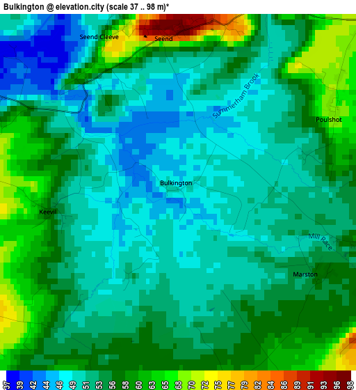 Bulkington elevation map