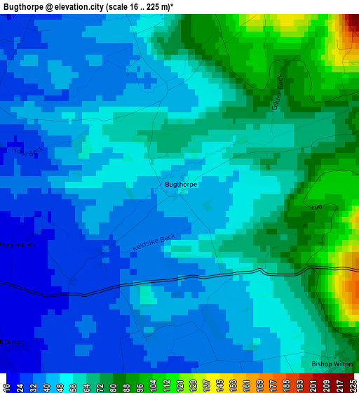 Bugthorpe elevation map