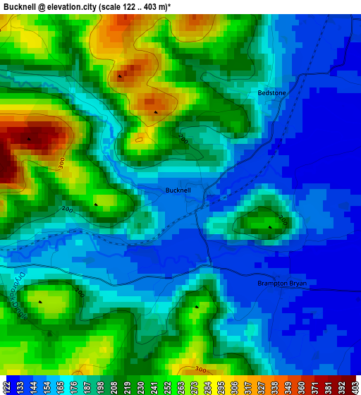 Bucknell elevation map