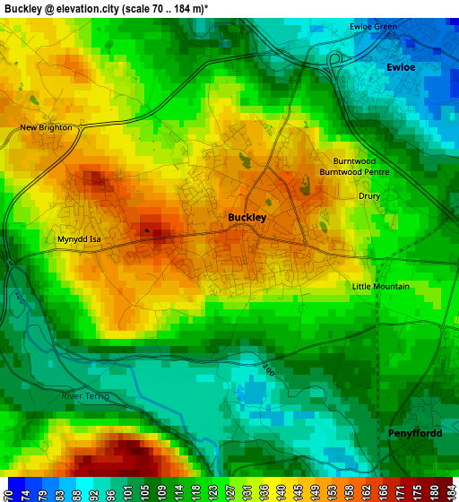 Buckley elevation map