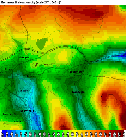 Brynmawr elevation map