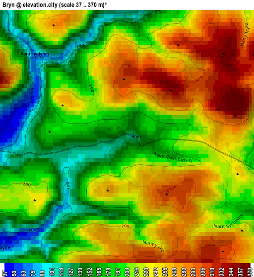 Bryn elevation map