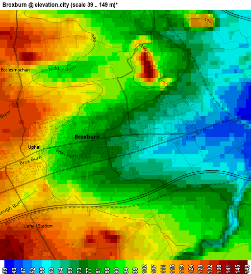 Broxburn elevation map