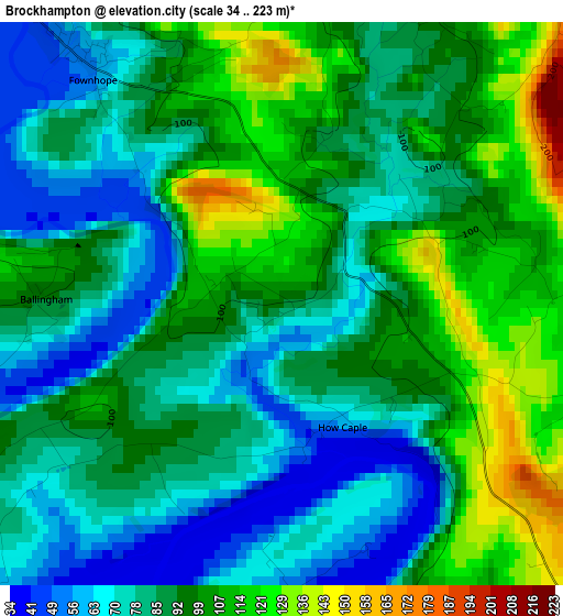 Brockhampton elevation map