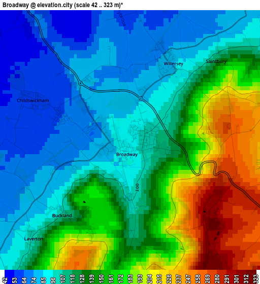 Broadway elevation map