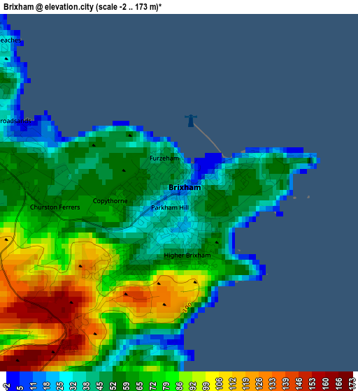 Brixham elevation map