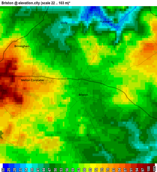 Briston elevation map