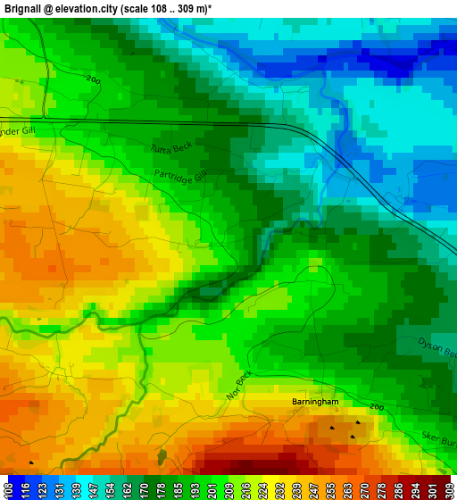 Brignall elevation map