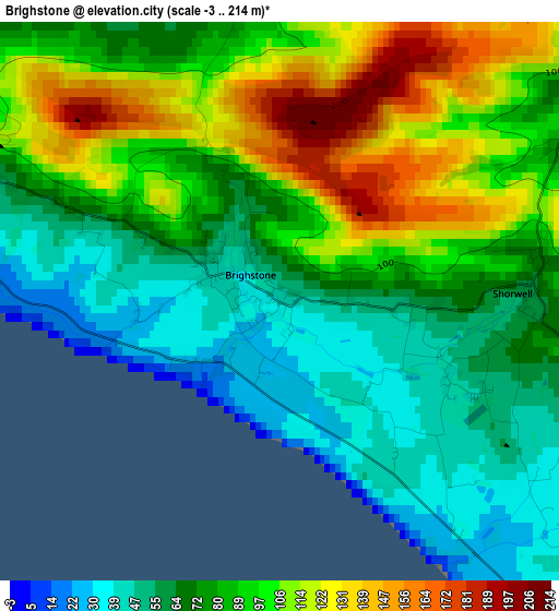 Brighstone elevation map