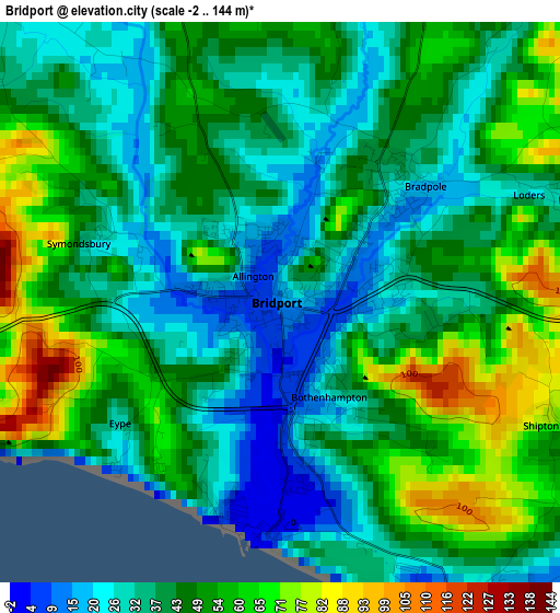 Bridport elevation map