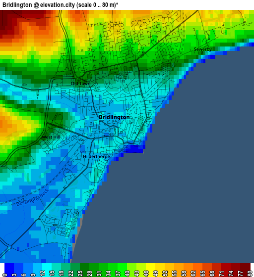 Bridlington elevation map