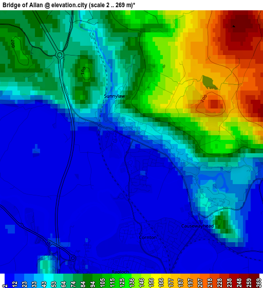 Bridge of Allan elevation map