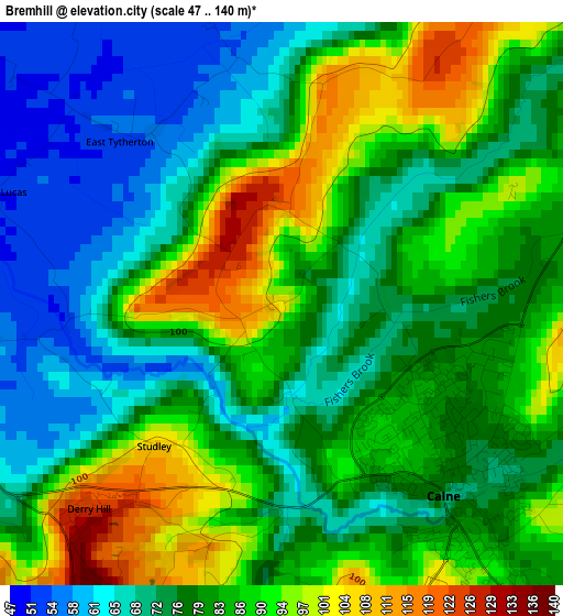 Bremhill elevation map