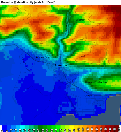 Braunton elevation map