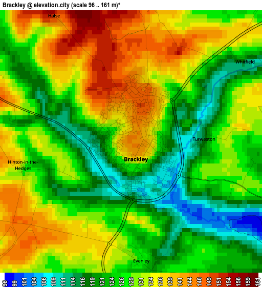 Brackley elevation map