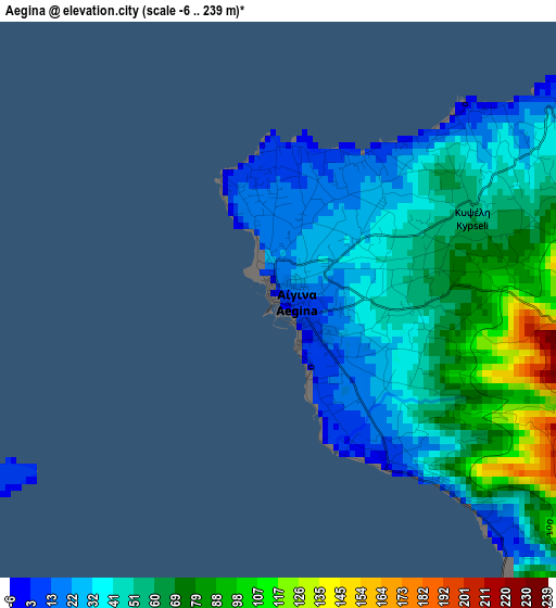 Aegina elevation map