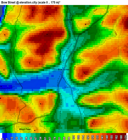 Bow Street elevation map