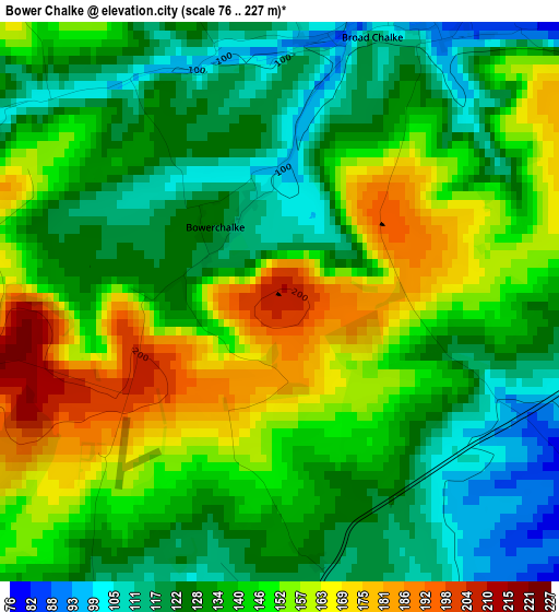 Bower Chalke elevation map