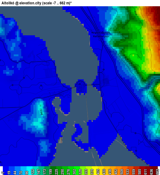 Aitolikó elevation map