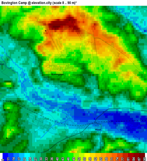 Bovington Camp elevation map