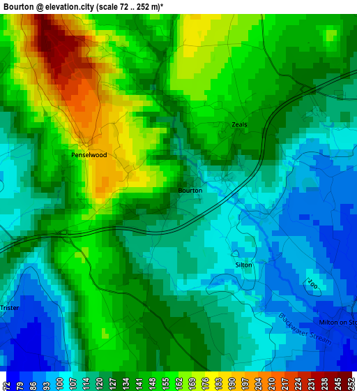 Bourton elevation map