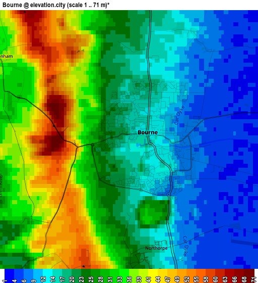 Bourne elevation map