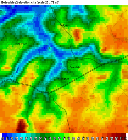 Botesdale elevation map