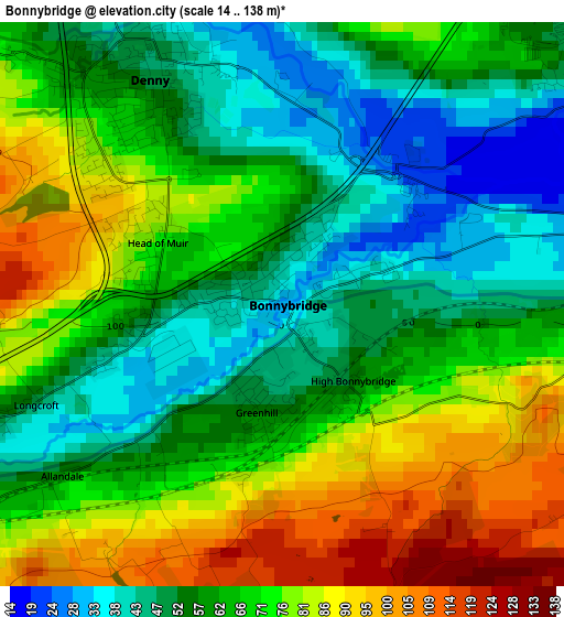 Bonnybridge elevation map