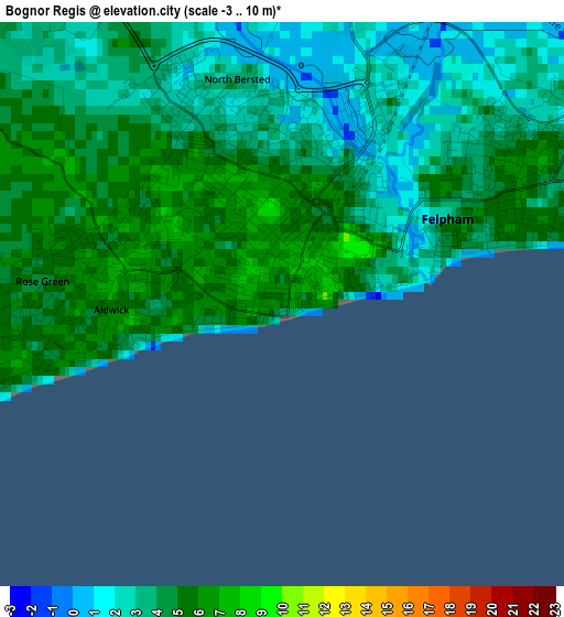 Bognor Regis elevation map