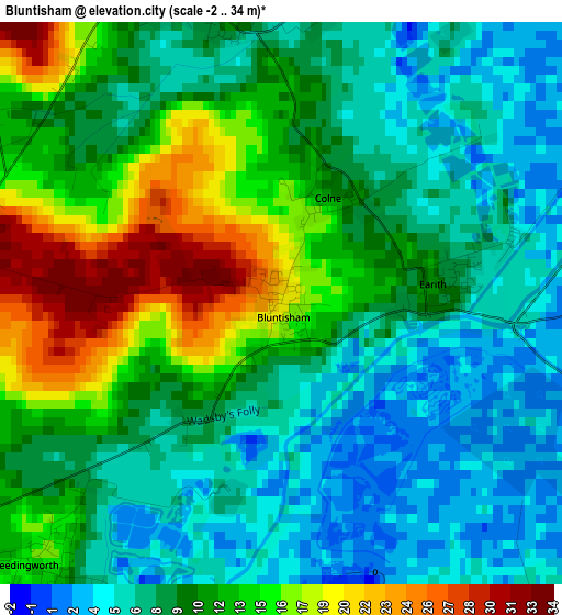 Bluntisham elevation map