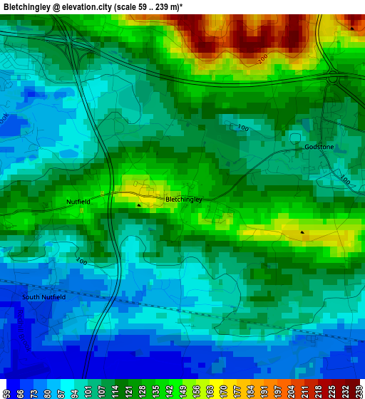 Bletchingley elevation map