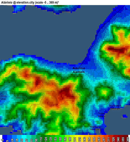 Aiánteio elevation map