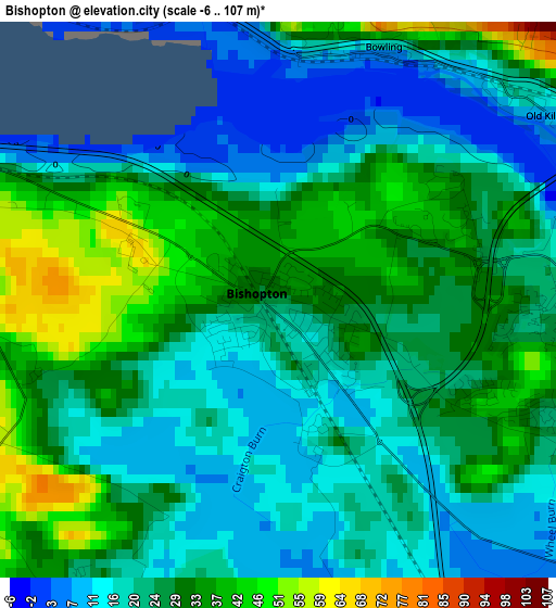 Bishopton elevation map