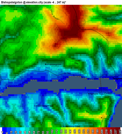 Bishopsteignton elevation map