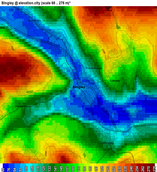 Bingley elevation map