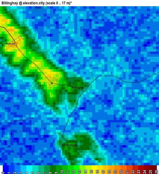 Billinghay elevation map