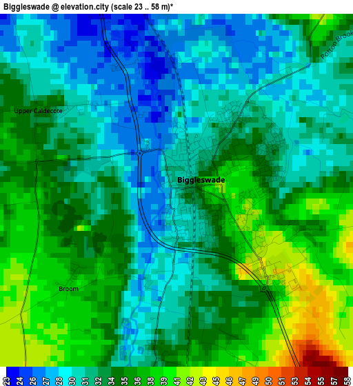Biggleswade elevation map