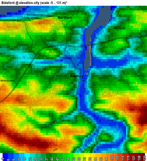 Bideford elevation map