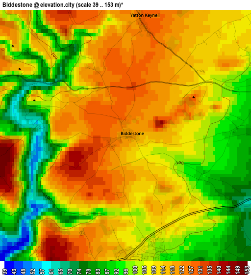 Biddestone elevation map