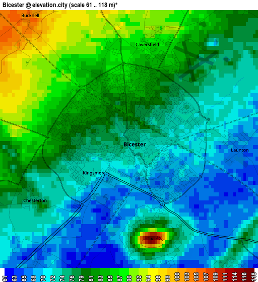 Bicester elevation map