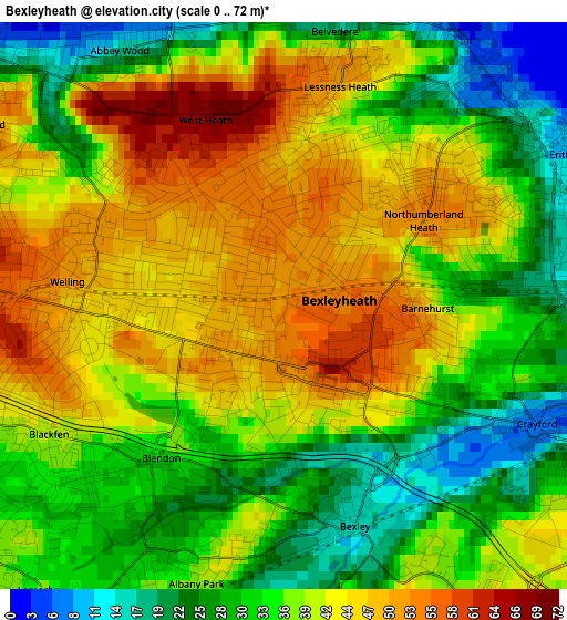 Bexleyheath elevation map