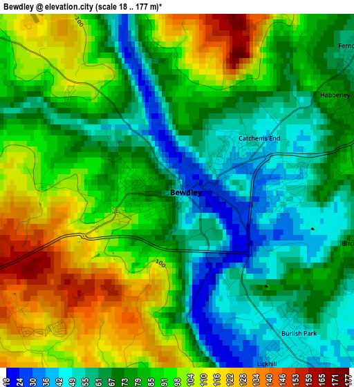 Bewdley elevation map