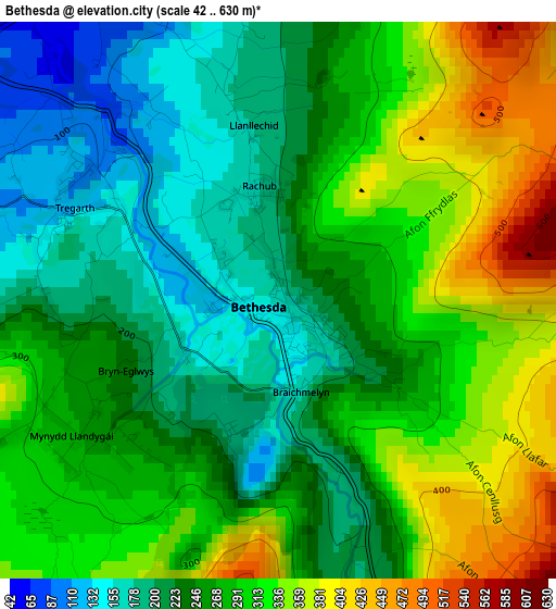 Bethesda elevation map