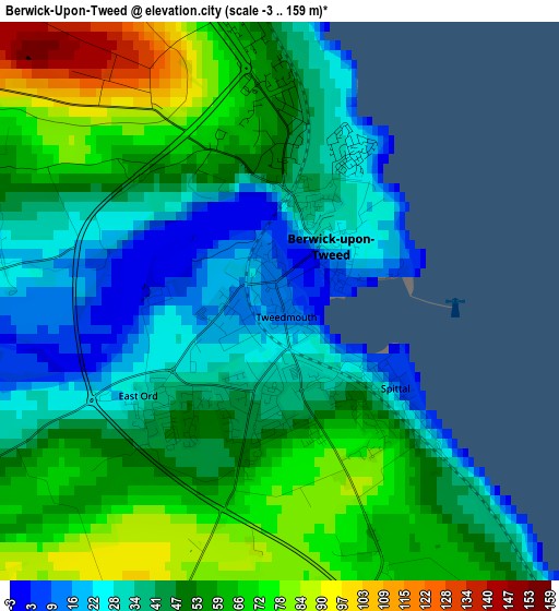 Berwick-Upon-Tweed elevation map