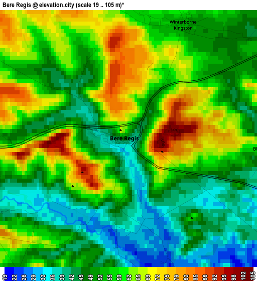 Bere Regis elevation map