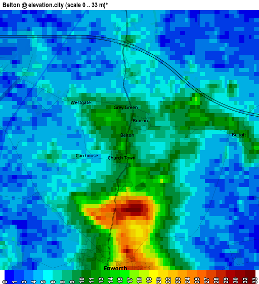 Belton elevation map