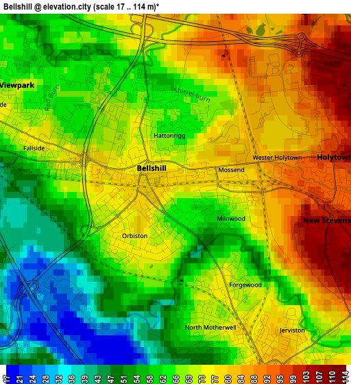 Bellshill elevation map