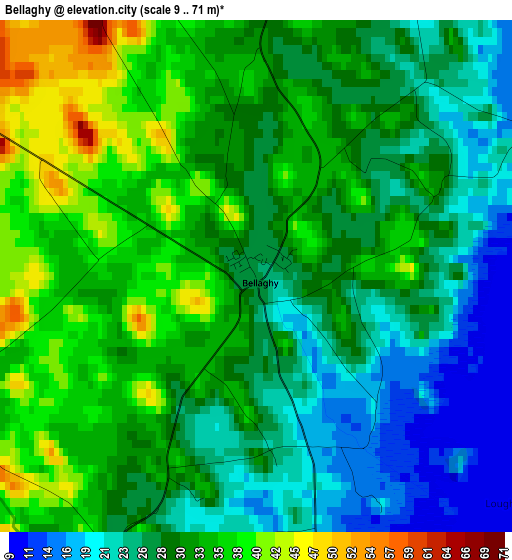 Bellaghy elevation map