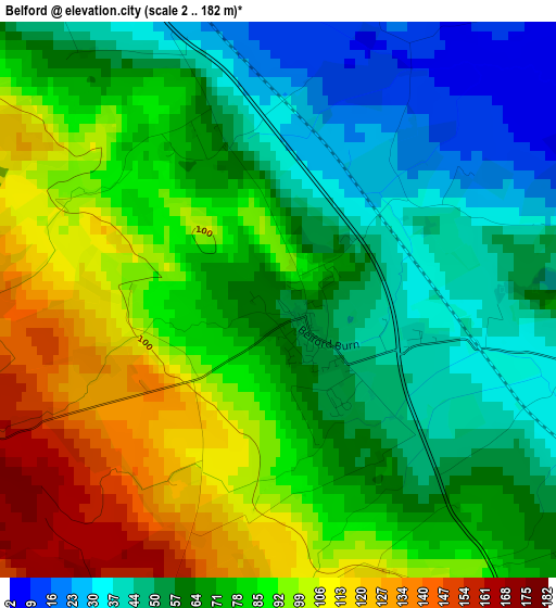 Belford elevation map